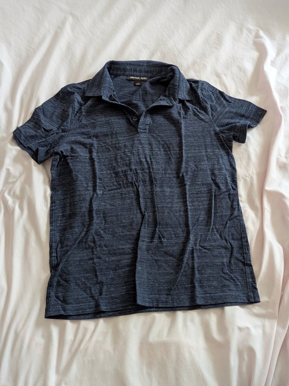 Michael Kors Blue Heathered Polo Shirt Size S